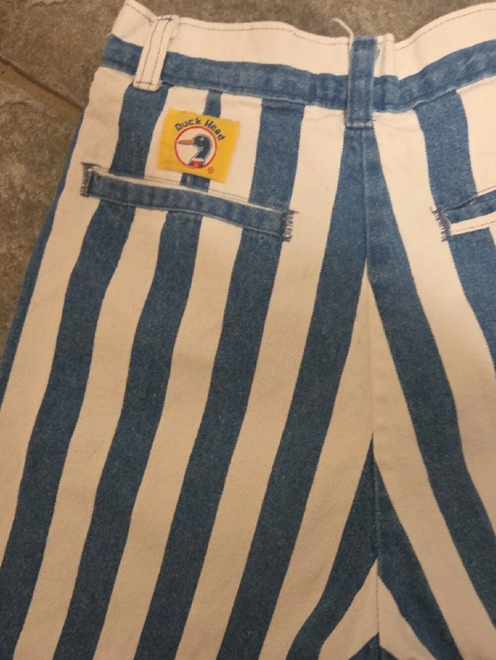 Duck Head Blue and White Striped High-Waist Women's Shorts